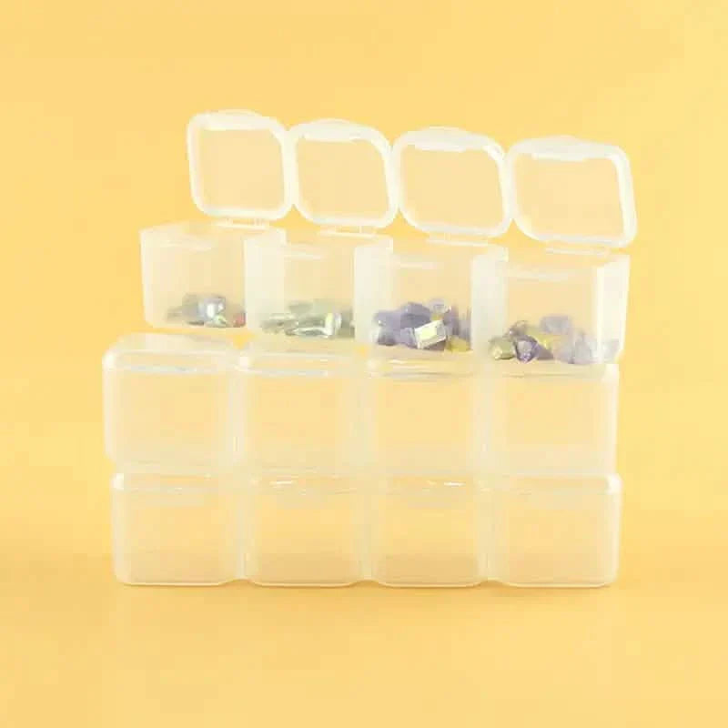 Small 28 Compartments Diamond Box Clear Plastic Jewelry Craft Storage Container
