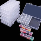 Small 28 Compartments Diamond Box Clear Plastic Jewelry Craft Storage Container