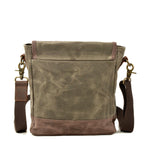 HorizonPath - Compact Vintage Shoulder Bag - High-Quality Waxed Cotton and Full-Grain Leather