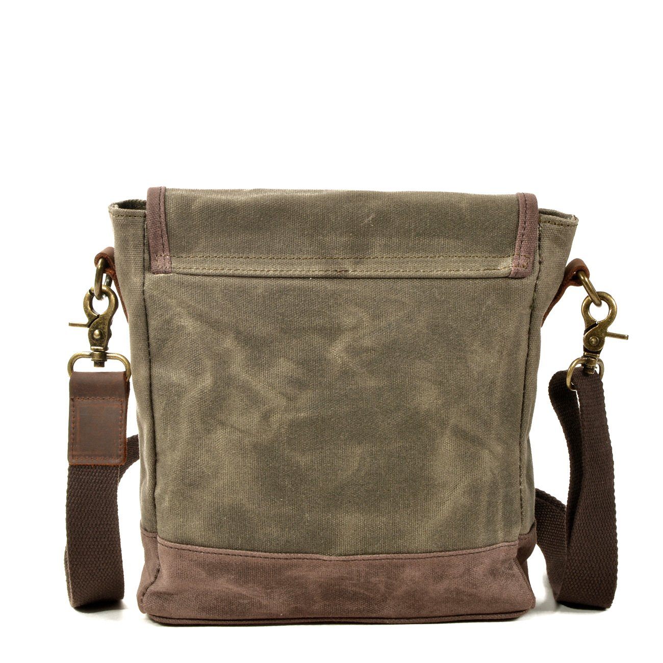 HorizonPath - Compact Vintage Shoulder Bag - High-Quality Waxed Cotton and Full-Grain Leather