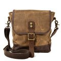 HorizonPath - Compact Vintage Shoulder Bag - High-Quality Waxed Cotton and Full-Grain Leather