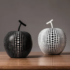 MonoApple Apple Sculpture – black-and-white polka dot pattern