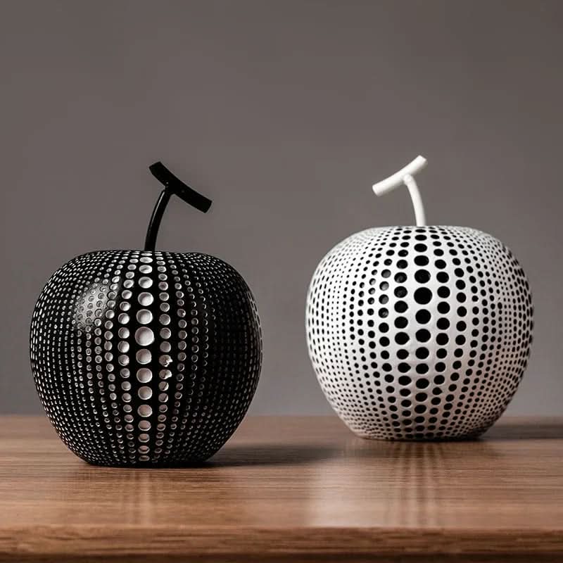 MonoApple Decorative Figurine – Black & White Polka Dot Apple