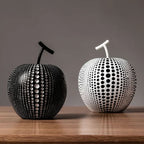 MonoApple Decorative Figurine – Black & White Polka Dot Apple