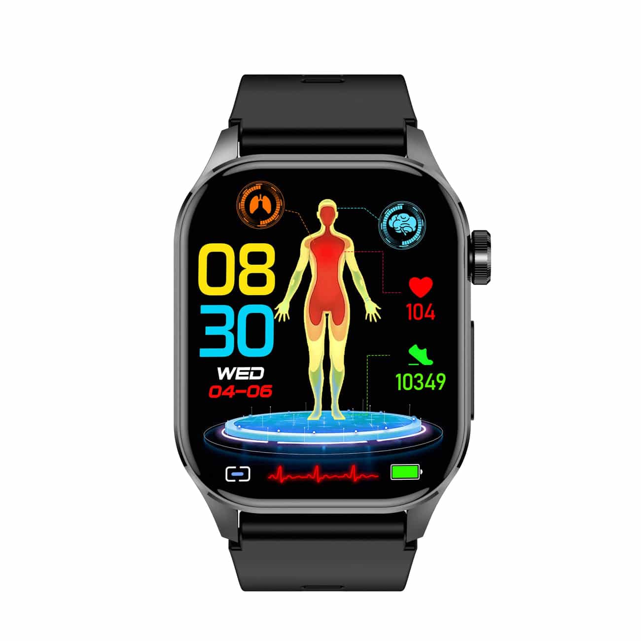 Smartwatch with ECG, Blood Sugar and Blood Pressure Monitoring - HealthSync