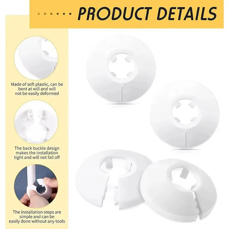 Snap-On Plumbing Cover for Valves Faucet Radiator Pipe Collar Cover