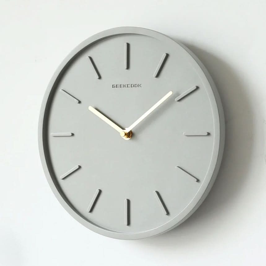 Scandinavian Cement Wall Clock with Metal Pendulum