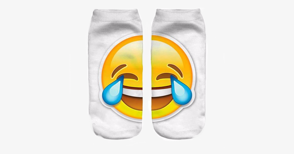 3D smiling emoji fashion one-sided print cotton socks