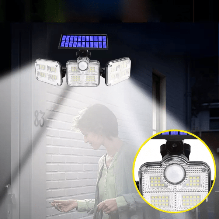 SOLARMAX – 360° Rotating Triple Head Solar Security Wall Light