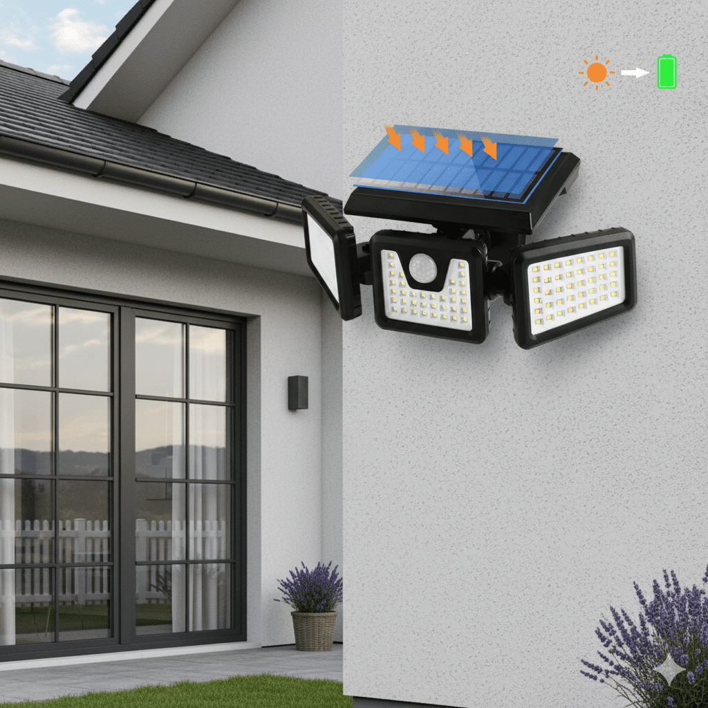 SOLARMAX – 360° Rotating Triple Head Solar Security Wall Light