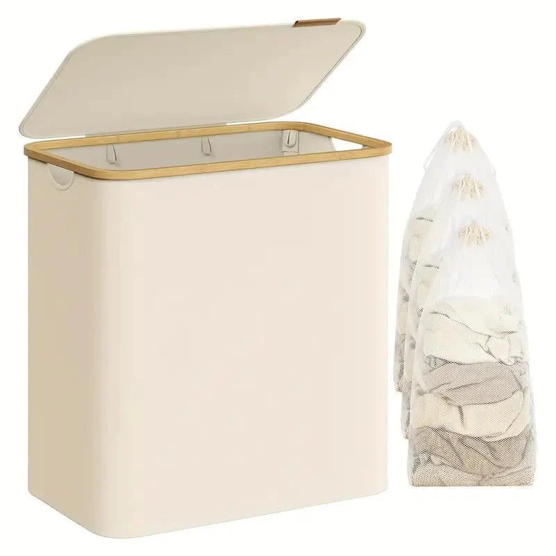 SortiSpace Laundry Basket – 150L Foldable Laundry Basket with 2 Compartments