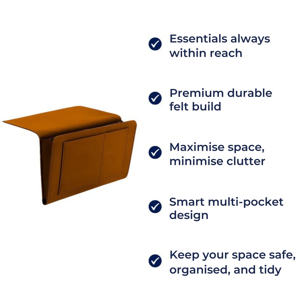 Essentials Within Reach – Thick Felt Durable Material – Save Space Stay Organised & Enjoy Nighttime Comfort