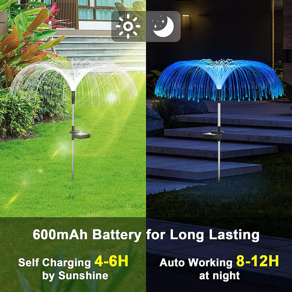 Functional Outdoor Lights - Solar Fiber Optic Jellyfish Garden Lamp