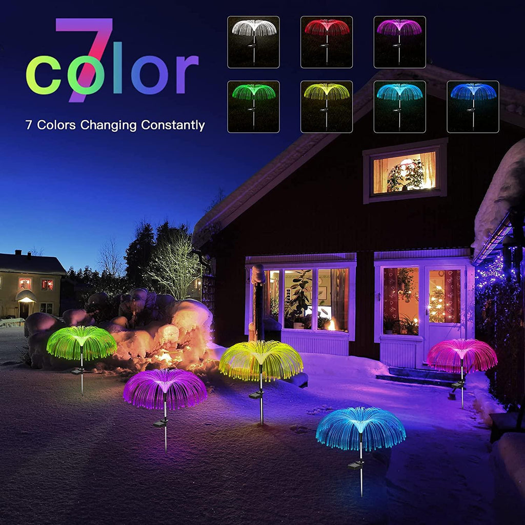 Functional Outdoor Lights - Solar Fiber Optic Jellyfish Garden Lamp