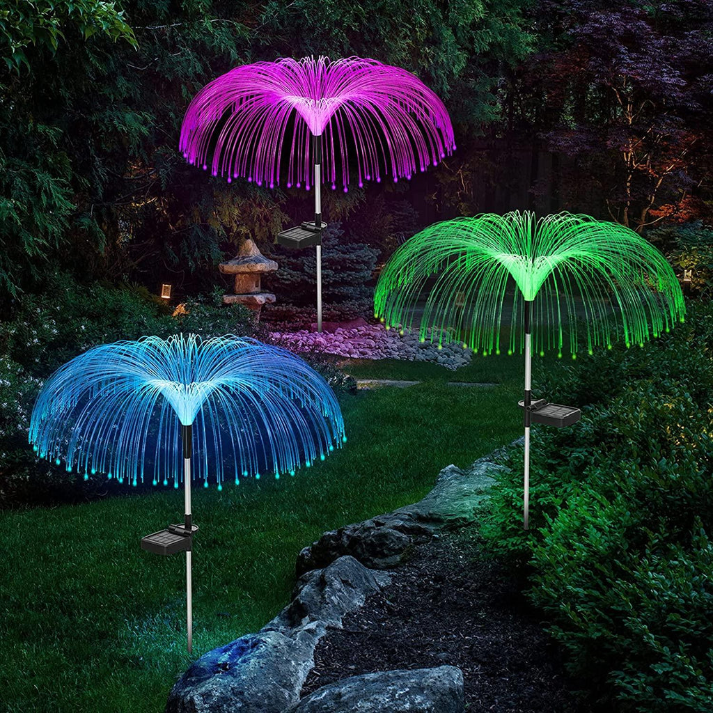 Functional Outdoor Lights - Solar Fiber Optic Jellyfish Garden Lamp