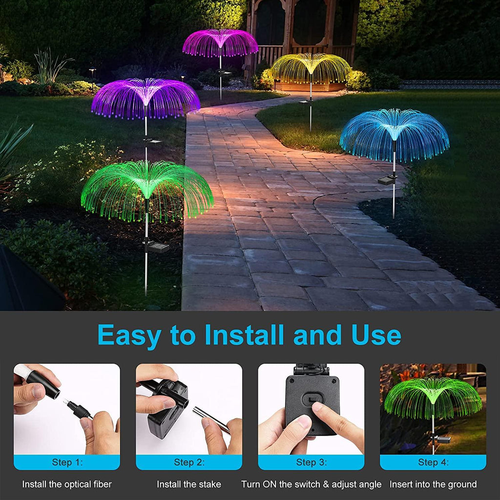 Functional Outdoor Lights - Solar Fiber Optic Jellyfish Garden Lamp
