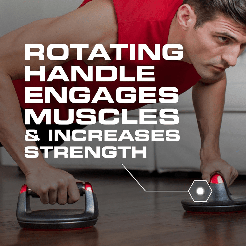 Spinfit Rotating Push-Up Handles – Ergonomic Wrist Protection – 180 kg Capacity – Dynamic Strength Training for Chest, Shoulders & Core