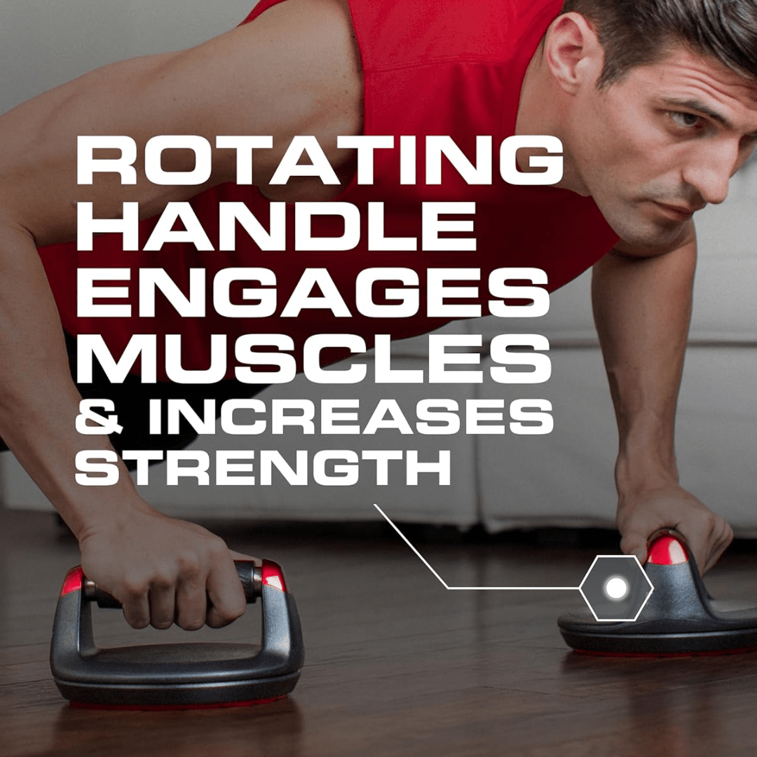 Spinfit Rotating Push-Up Handles – Ergonomic Wrist Protection – 180 kg Capacity – Dynamic Strength Training for Chest, Shoulders & Core