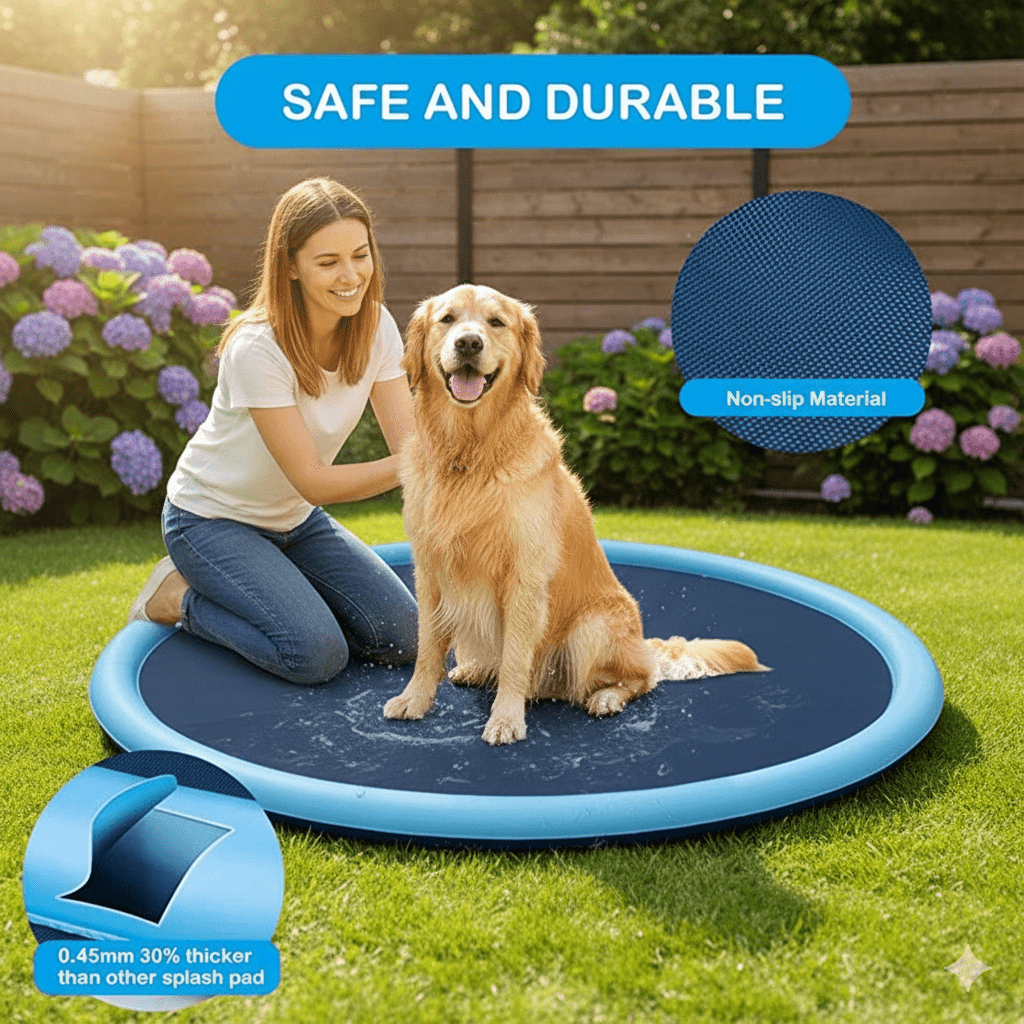 SPLASHZONE – Interactive Water Pad for Dogs with Sprinkler Cooling Fun
