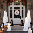 SPOOKGLOW – LED Ghost Wreath with 12 Illuminated Spirits