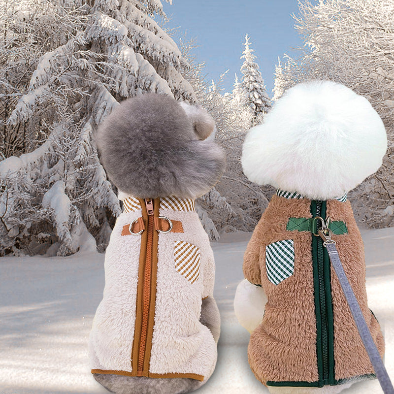 Cozy dog coat with D-rings
