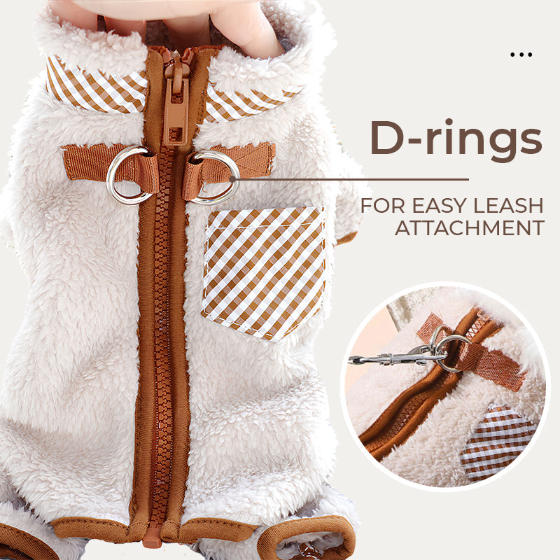 Cozy dog coat with D-rings