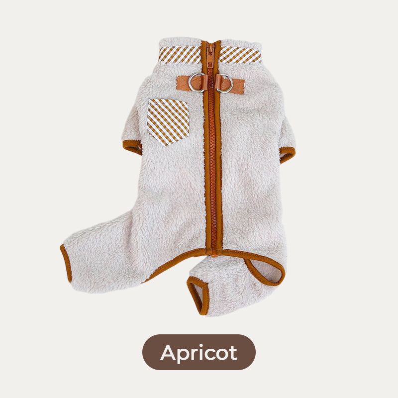 Cozy dog coat with D-rings