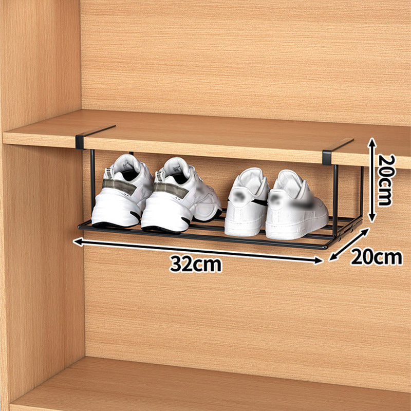 Multifunctional shoe rack with clips in stainless steel for more space in the shoe closet
