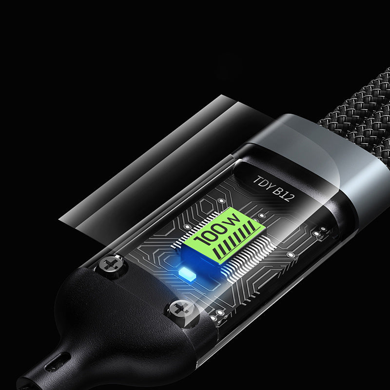 Transparent glowing 3-in-1 super fast charging cable