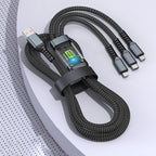 Transparent glowing 3-in-1 super fast charging cable