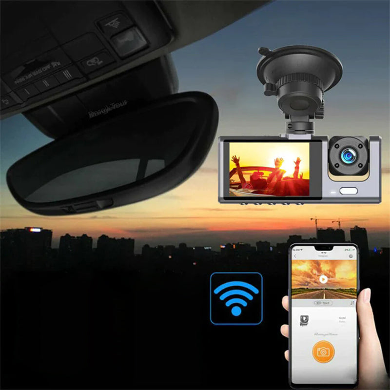 Car camera with 170° wide angle and 1080p dual lens