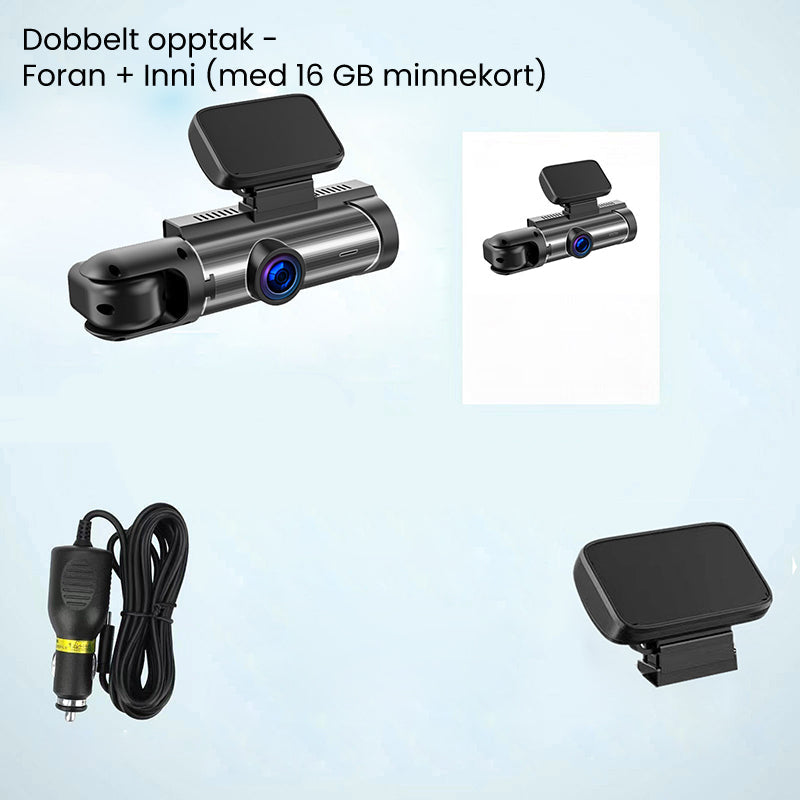 Car camera with 170° wide angle and 1080p dual lens