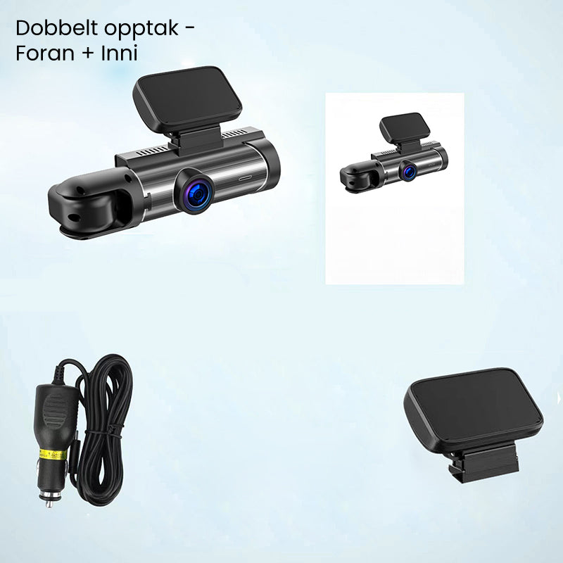 Car camera with 170° wide angle and 1080p dual lens