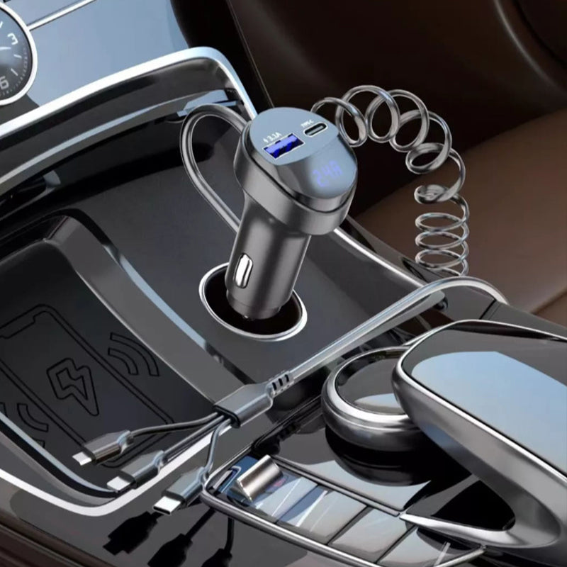 Fast charging car adapter with 3-in-1 charging cable