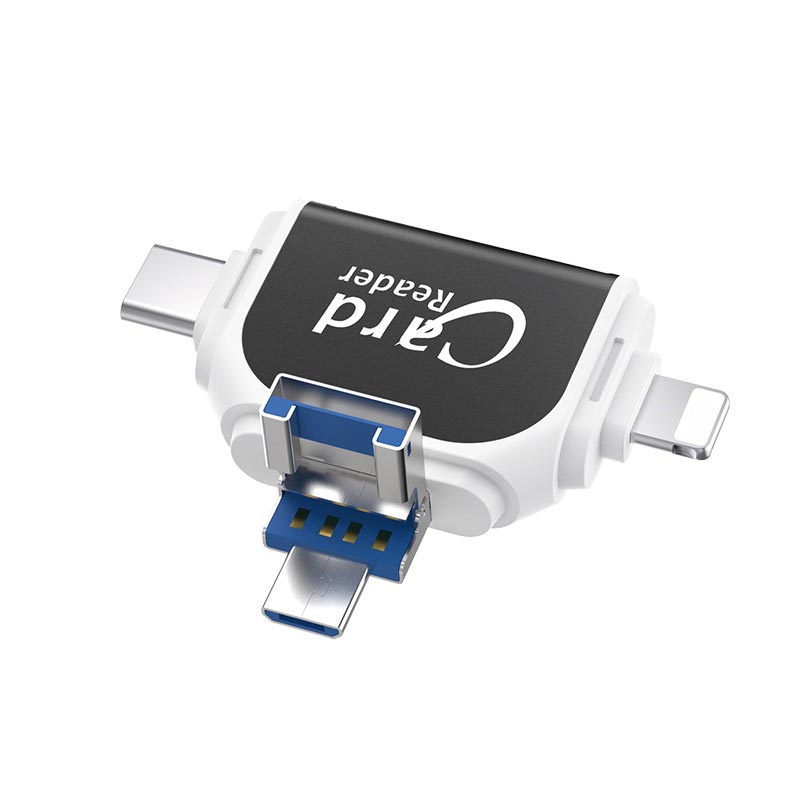 4-in-1 multifunctional card reader with multiple ports
