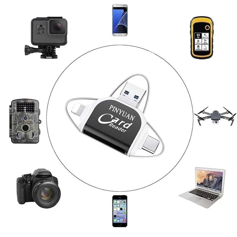 4-in-1 multifunctional card reader with multiple ports