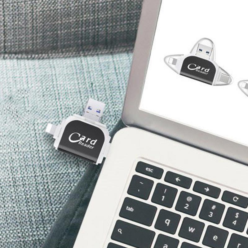 4-in-1 multifunctional card reader with multiple ports