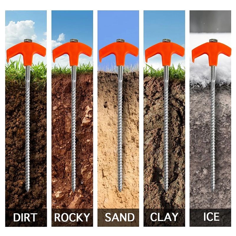 Tent pegs that can be screwed into the ground