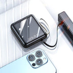 Fast Charge 20000mAh Mini Powerbank with Integrated Cables