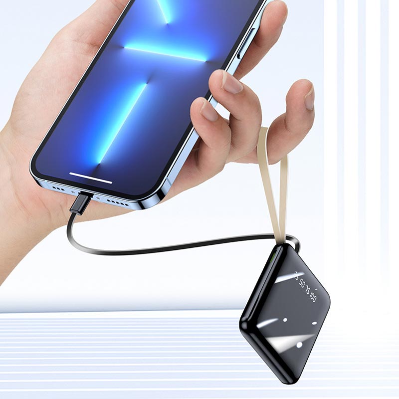 Fast Charge 20000mAh Mini Powerbank with Integrated Cables
