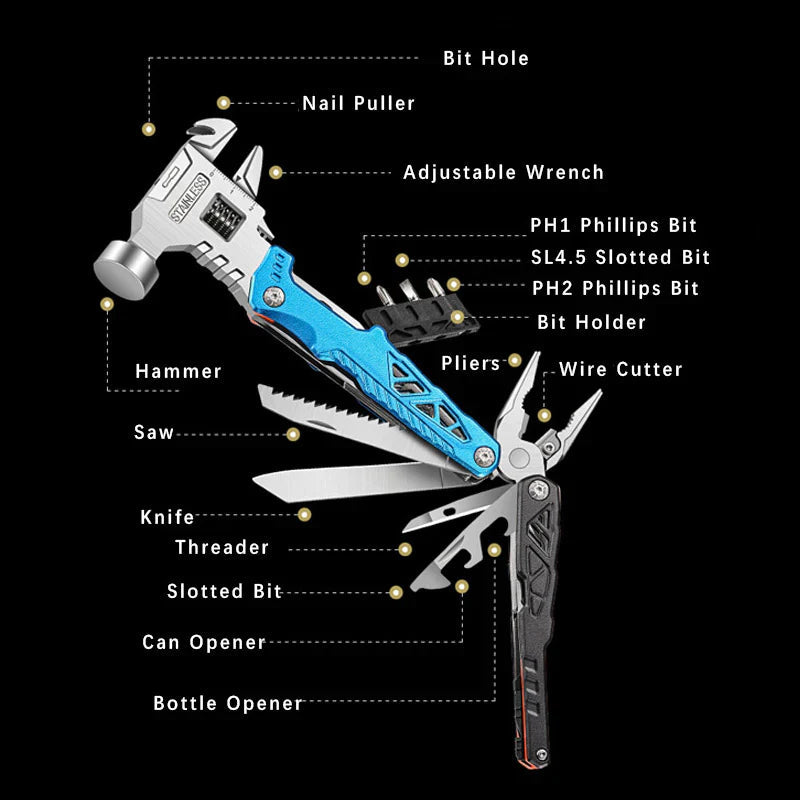 Multifunctional Stainless Steel Folding Body Ball Hammer
