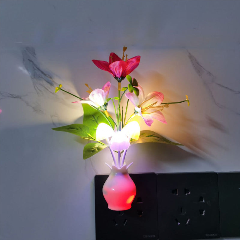 LED night light in the form of simulated flowers with intelligent control for the bedroom
