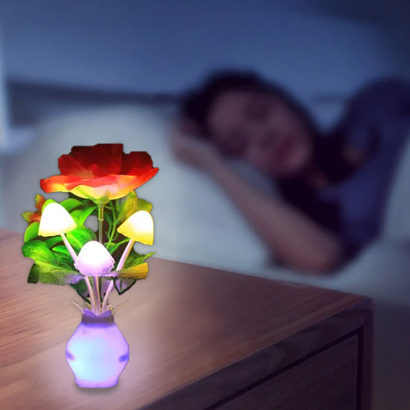 LED night light in the form of simulated flowers with intelligent control for the bedroom
