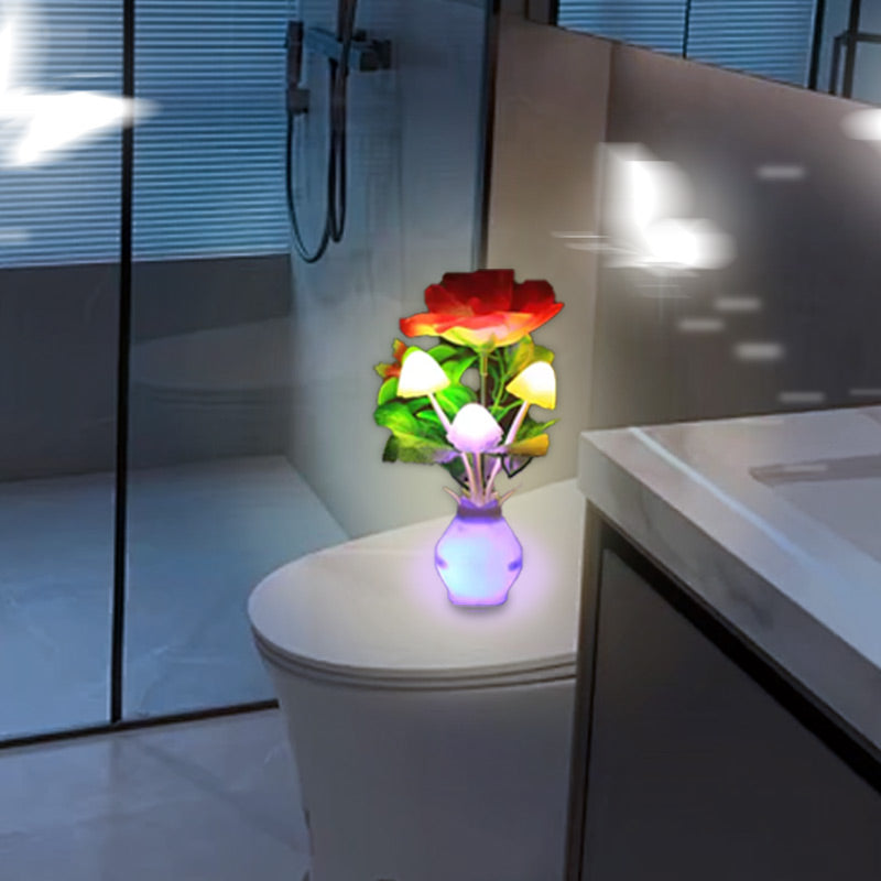 LED night light in the form of simulated flowers with intelligent control for the bedroom