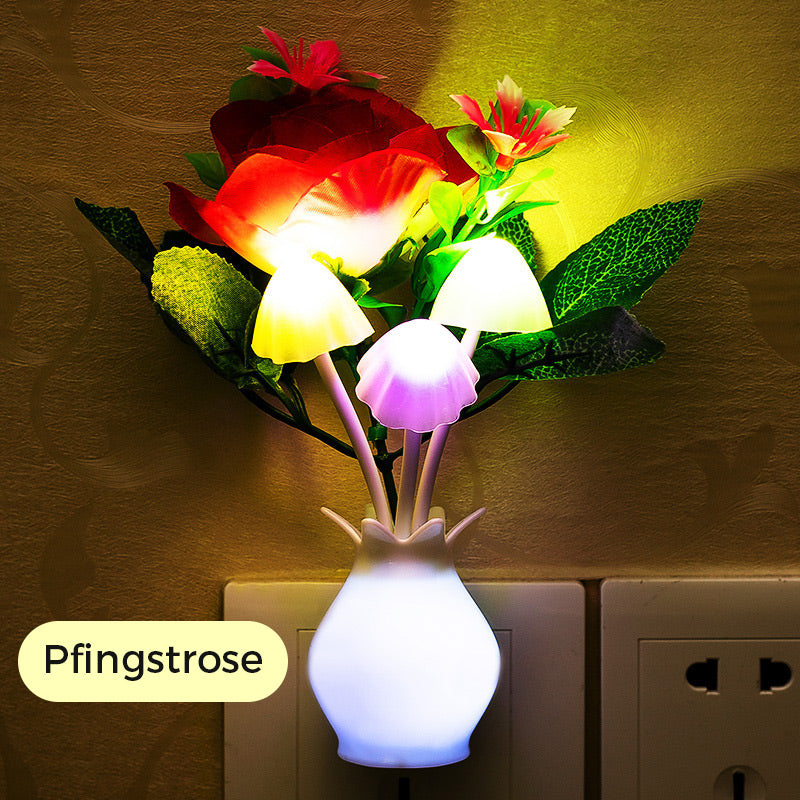 LED night light in the form of simulated flowers with intelligent control for the bedroom