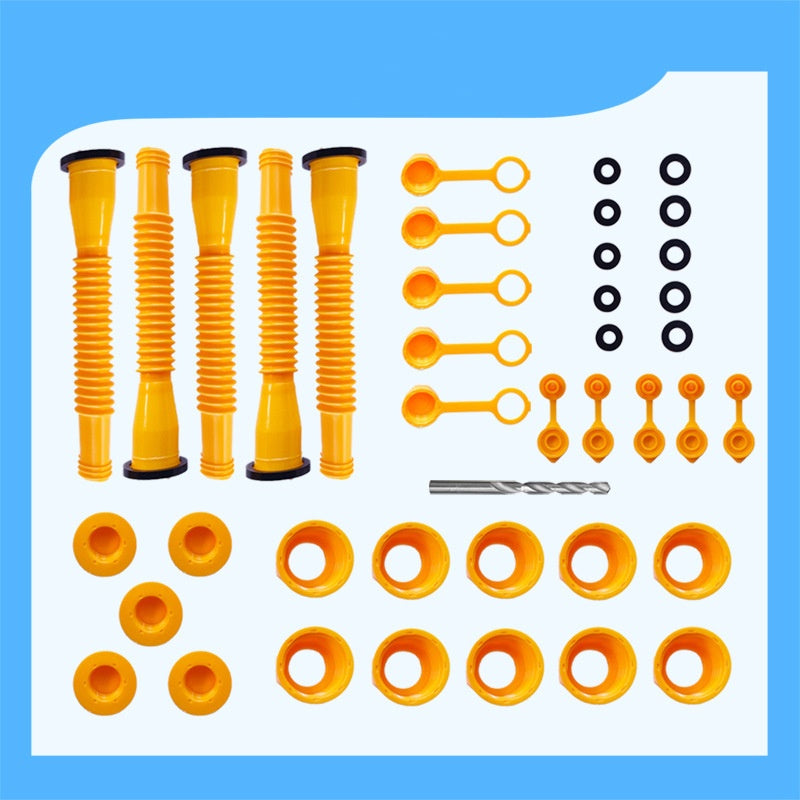 Threaded pipes with hexagonal nuts