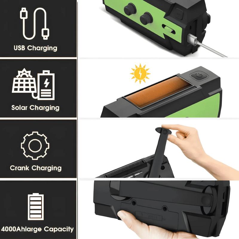 Multifunctional solar-powered radio