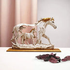 Galloping horse statue with pony stone figure