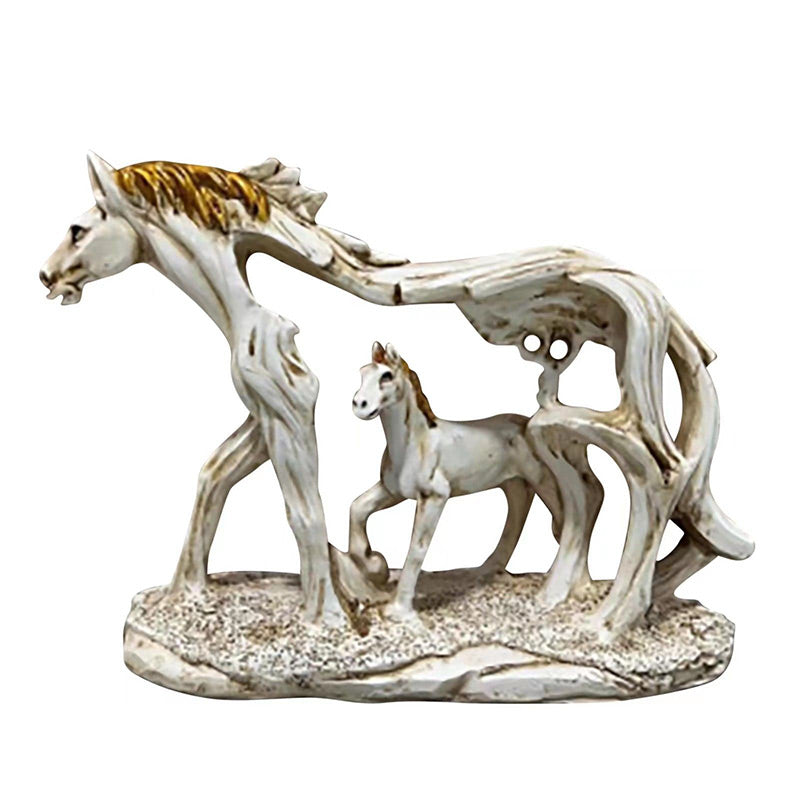 Galloping horse statue with pony stone figure