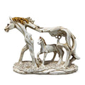 Galloping horse statue with pony stone figure